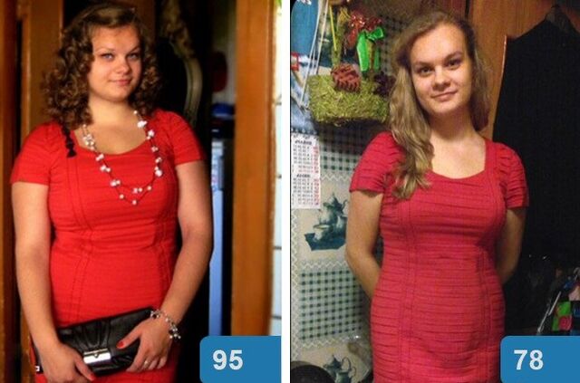 A girl before losing weight and after 4 weeks on a magic diet